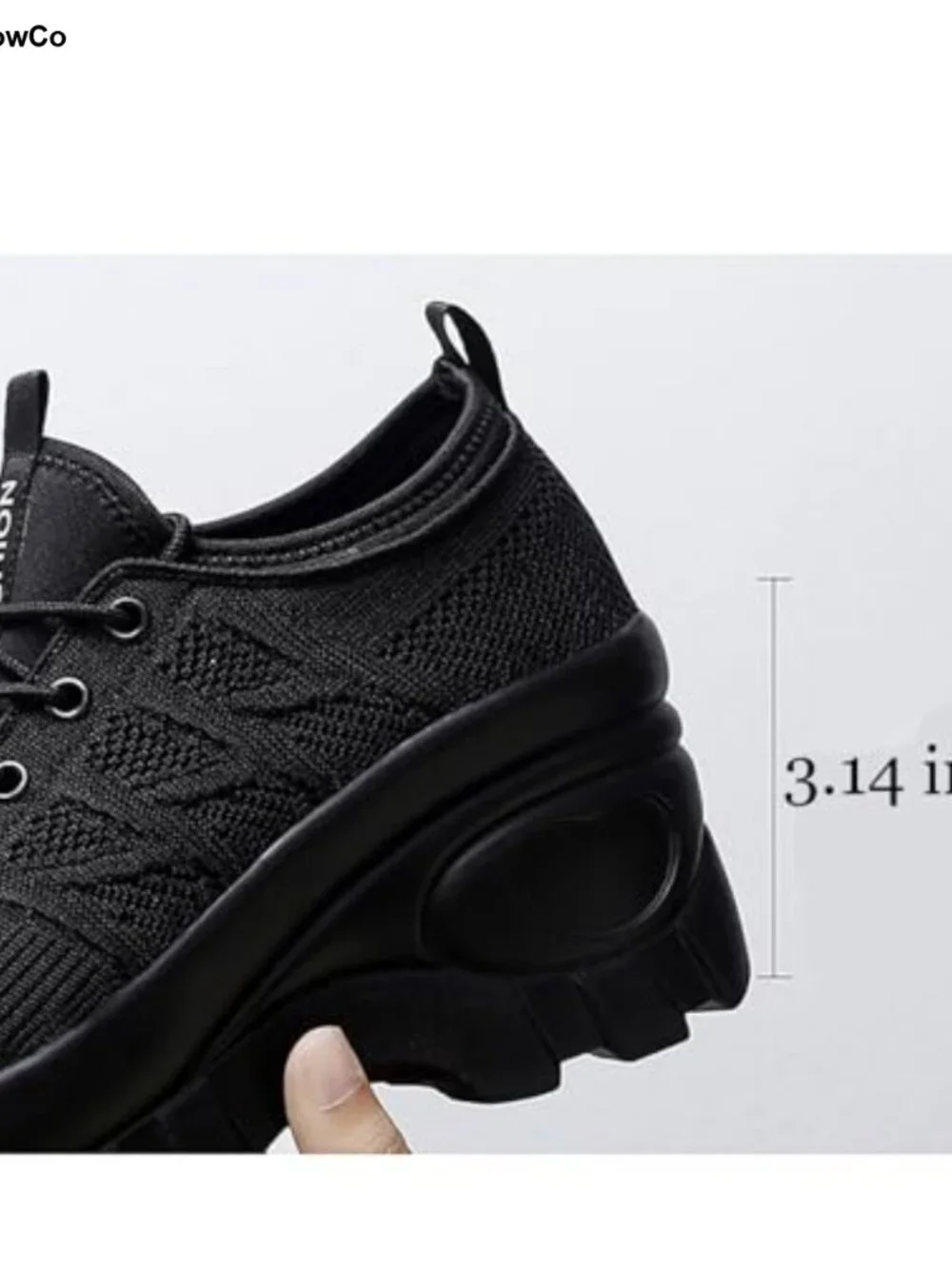 Women's Knit Chunky Platform Orthopedic Wedge Walking Shoes Lace Up Non-Slip